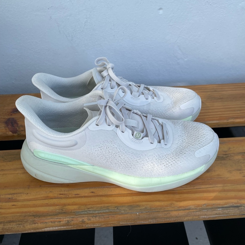 Lululemon Women’s Blissfeel White and Green Athletic Sneakers